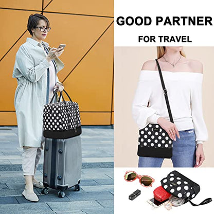 IBFUN Duffel Bag, 21'' Weekender Travel Bag with Shoe Compartment, Waterproof, Overnight Duffel Bag for Women, 3PCS - color: B7-Polka Dot