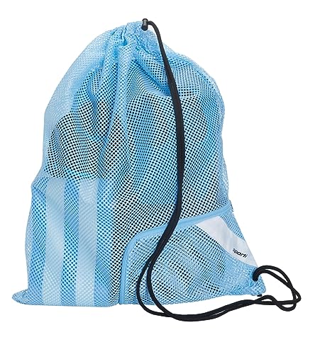 Sporti Mesh Swim Bag Drawstring Backpack, Equipment Bags For Swimmer - color: Aqua, style: 2. Mesh Bag With Zipper Pocket