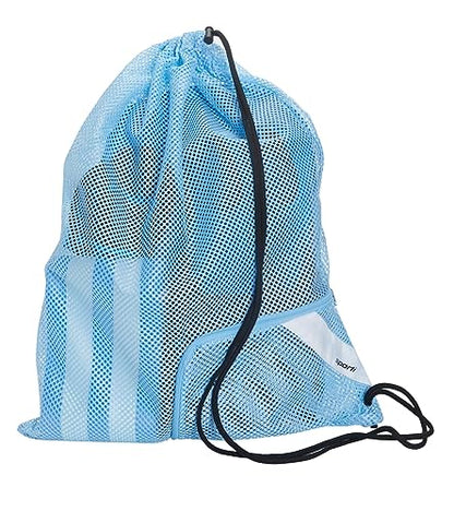 Sporti Mesh Swim Bag Drawstring Backpack, Equipment Bags For Swimmer - color: Aqua, style: 2. Mesh Bag With Zipper Pocket