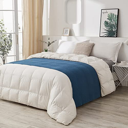 Longhui bedding 100% 면 니트 담요 - 블루, 부드럽고 아늑함, 세탁기 사용 가능, 152.4cm x 203.2cm(60 x 80인치) - 거실, 소파, 침대 또는 여행에 적합 - color: 블루., size: 60" x 80", Oversized