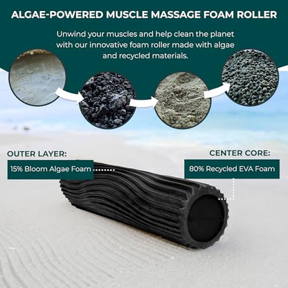 Oceanfoam Tidal Roller - Black & Charcoal Marbled - Muscle Massage Foam Roller for Back Pain & Stretching - Firm and Ergonomic Wide Wave Textured - Yoga, Athletics, & Wellness - Full Size, 20" x 5" - color: Black & Charcoal Marbled