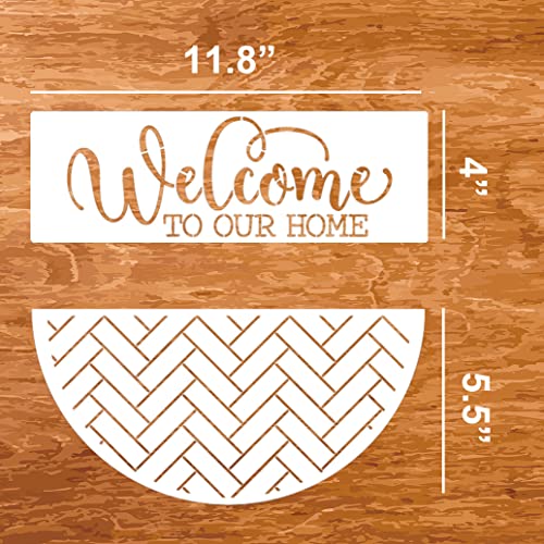 Welcome Stencils for Painting on Wood Welcome Sign Stencil 12" | Reusable Cheetah Print Pattern Stencil for Crafts Round Door Hanger - style: Daily 12p