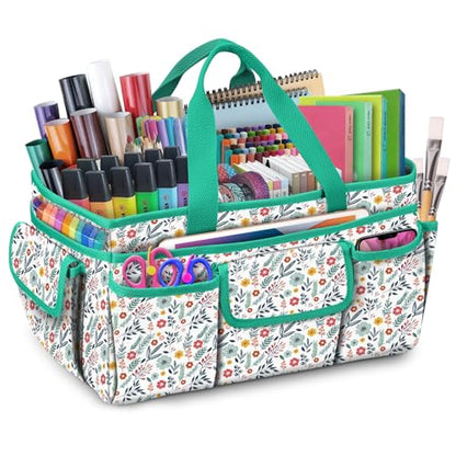 FINPAC Craft Storage Tote Bag with Pockets, Scrapbooking Carrying Case - color: Navy Bloom
