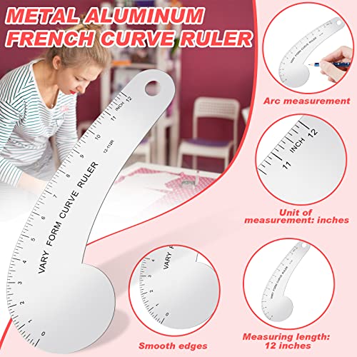 Vary Form Curve Ruler Solid Aluminum French Hip Curve Ruler for Measuring Sewing Design Making
