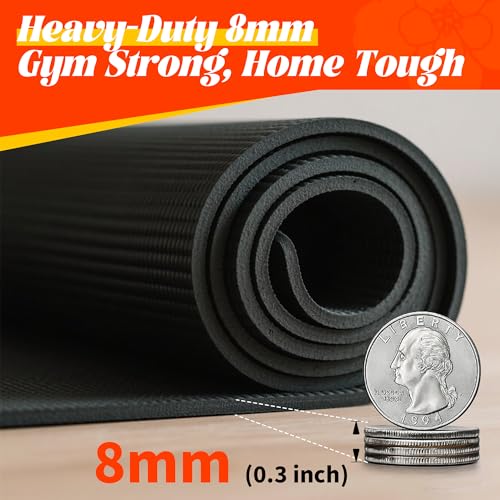 VTORY Extra Thick Large Exercise Mat, 8mm PVC Large Workout Mat 7x5/6x4 - size: 7'x5'x8mm Standard