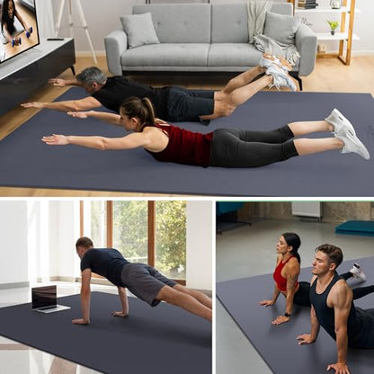 GymCope Large Exercise Mat for Home Workouts, 12x6/10x6/9x6/8x6/7x5/6x4 ft - color: 6'*4'Dark Grey