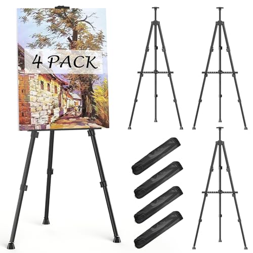 Easels for Painting Canvas, Aredy 66" Art Easel for Drawing, Portable Painting Easel Stand, Metal Table Top Easel (4 Pack) - style: 4 Pack
