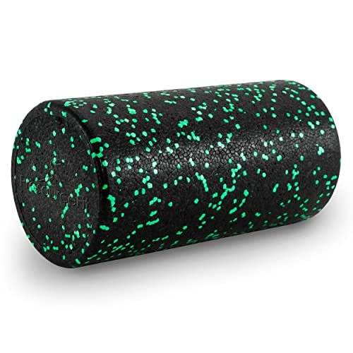 ProsourceFit High Density Foam Rollers 12 - inches long, Firm Full Body Athletic Massage Tool for Back Stretching, Yoga, Pilates, Post Workout Muscle Recuperation, Black/Green - color: Black/Green, size: 12"H x 6"D
