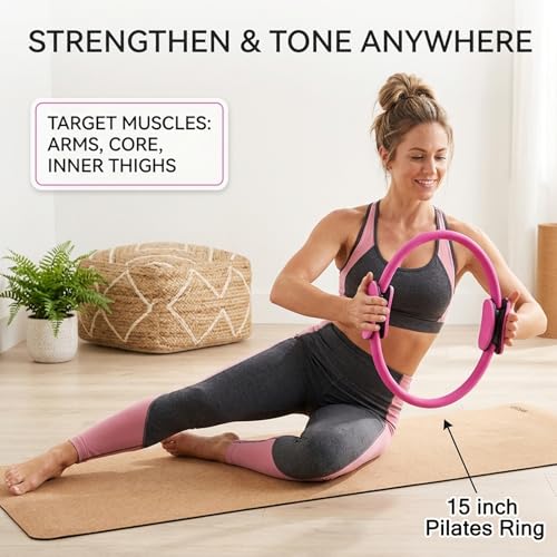 12 Pack Pilates Accessories for Women, 15 Inch Pilates Ring Magic Circle for Home Gym Essentials, Yoga & Pilates Equipment for Beginners Ab Trainer and Butt, Core, Leg Workout Equipment.