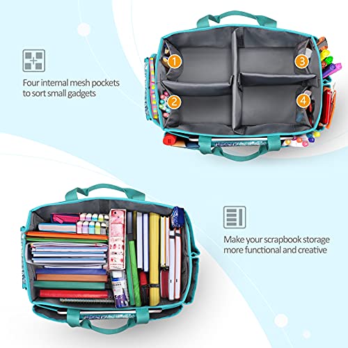 FINPAC Craft Storage Tote Bag with Pockets, Scrapbooking Carrying Case - color: *Emerald Illusions