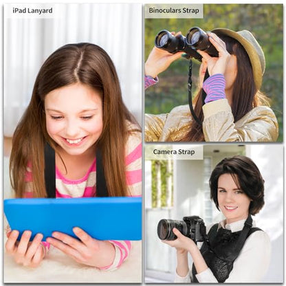 FIEIL Adjustable Shoulder Strap, Nylon Camera Strap, Comfortable Neck Strap for iPad, Cellphone Tablet, Camera, Laptop, Binocular, Luggage Bag (Black Universal Lanyard) - color: Black