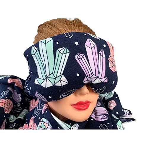 Eye Mask Lavender Eucalyptus, Sinus, Herbal Pack, Hot Cold Pack, Heat Wrap,Organic, Flax Seed, Microwave Therapy, Sleep Mask, Yoga Meditation Eye Pillow,Crystals