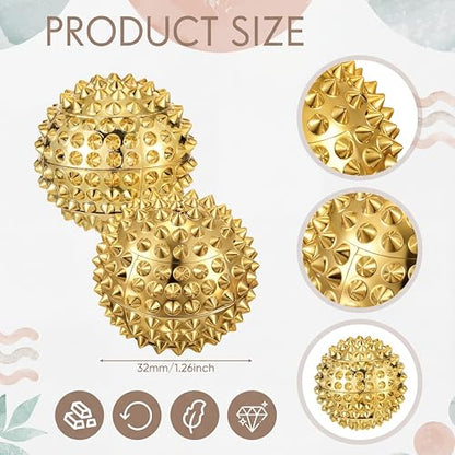 6 Pcs Magnetic Spiky Massage Ball Hand Exercise Relief, Gold - color: Gold