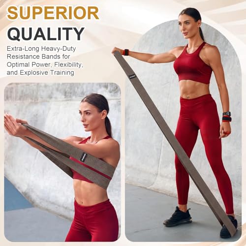 Arrowbash 40" Long Fabric Resistance Band for Working Out Women Men Non-Slip Exercise Stretch Band with Bag for Stretching Exercise, Yoga, Home Fitness - color: Dark Brown, style: 70lbs