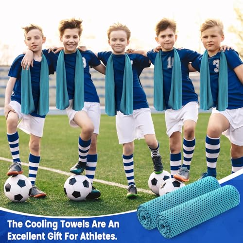 Hosuly 150 Pack Cooling Towels Bulk 40 x 12 Inch Large Chilly Breathable Sweat Sports Cold Towels Sublimation Microfiber Ice Neck Rag for Hot Weather Workout Gym Team Gift (Blue) - color: Blue