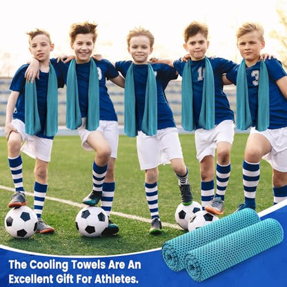 Hosuly 150 Pack Cooling Towels Bulk 40 x 12 Inch Large Chilly Breathable Sweat Sports Cold Towels Sublimation Microfiber Ice Neck Rag for Hot Weather Workout Gym Team Gift (Blue) - color: Blue
