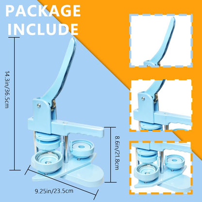 Button Maker Machine, Button Pin Maker (3rd Gen) Installation-Free DIY, Button Press Machine Kit with Free Button Parts&Circle Cutter&Wrench Gadget (Light Blue, 58mm（2.25in）) - color: Light Blue