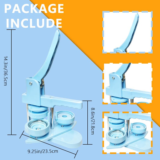 Button Maker Machine, Button Pin Maker (3rd Gen) Installation-Free DIY, Button Press Machine Kit with Free Button Parts&Circle Cutter&Wrench Gadget (Light Blue, 58mm（2.25in）) - color: Light Blue