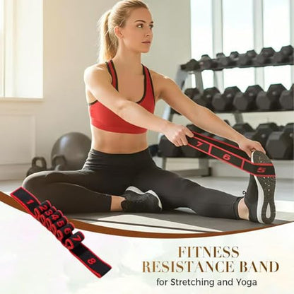 2PCS Fitness Resistance Band for Stretching and Yoga, Numbered Resistance Band with Clear Markings, 8-Section Elastic Training Bands for Yoga, Stretching, Pilates, Fitness