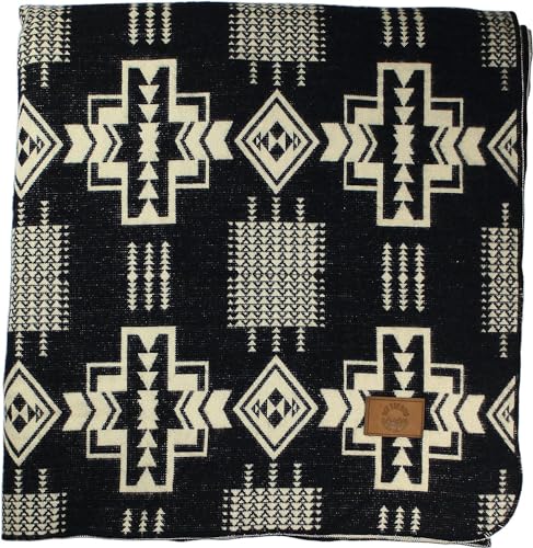 Inca Aztec Throw, Queen, King Blanket | Southwest Indian Navajo Boho Style | Native Cover for Camping, Bedding, Couch, Vanlife | Faux Alpaca, Lightweight, Hypoallergenic (Obsidian Black, King) - color: Obsidian Black, size: King