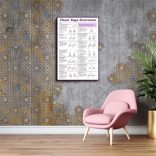 Chair Yoga Guide Poster Chair Exercise Chart for Seniors Wall Art Poster Canvas Print Office Bedroom Living Room Aesthetic Decor (08×12inch No Framed)