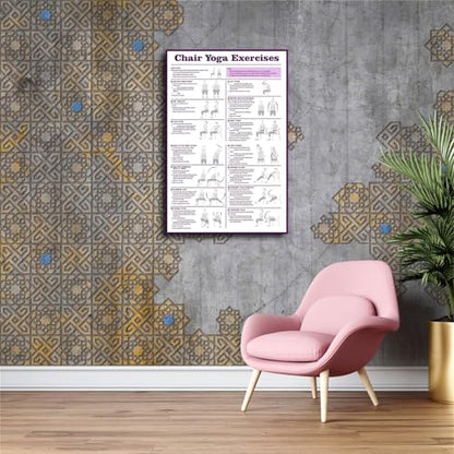 Chair Yoga Guide Poster Chair Exercise Chart for Seniors Wall Art Poster Canvas Print Office Bedroom Living Room Aesthetic Decor (08×12inch No Framed)