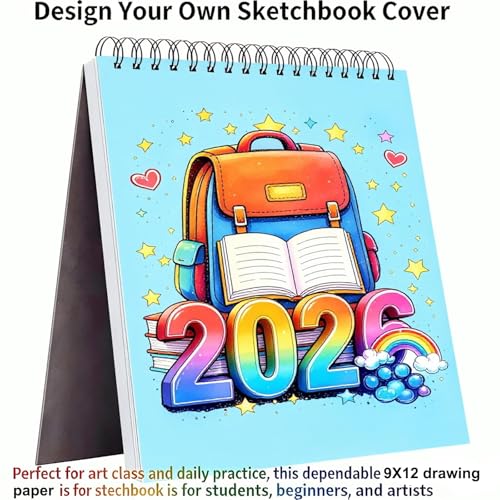 Soucolor Sketch Book 9x12,Thick Drawing Paper Pad School Art Supplies | 100 Sheets Thick 68lb/100gsm Acid-Free Paper,Blank Drawing Pad for Artists,Students,Kids,Notebook for Pencil,Charcoal,Pastel - color: Blue, size: 9" x 12" (Pack of 1)