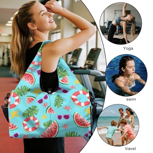 Yoga Mat Bag for Men Women Canvas Yoga Mat Carrier Take In Out Mat Easily for Beach Swim Bags Pool Sports Gym - color: Beach Style
