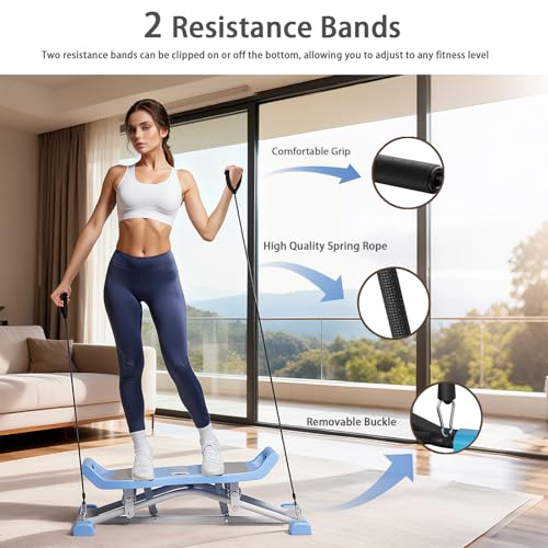 6-in-1 Wobble & Slide Machine, 330 lbs Capacity Fitness Stepper for Full Body Workout, Low Impact Aerobic Equipment with Resistance Bands & LCD Monitor, Fat Burning & Shaping for Home Gym