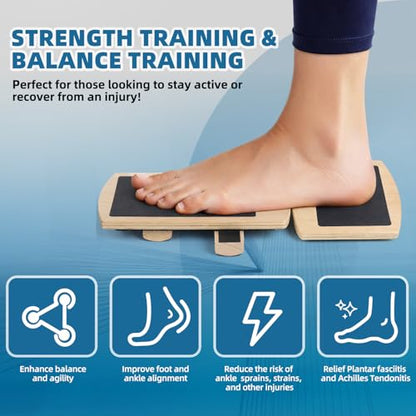 Ankle Balance Board for Physical Therapy - Foot Strengthener & Adjustable Ankle Trainer, Single Leg Anti-Slip Design for Plantar Fasciitis Relief, Sprained Ankle, Achilles Pain & Posture Correction