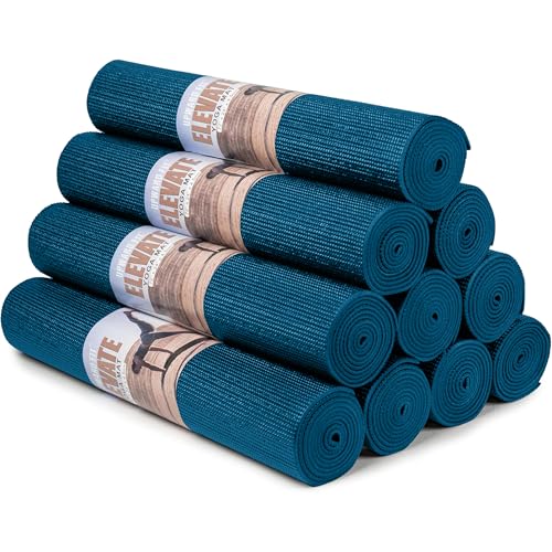 Elevate Bulk Extra Long Yoga Mats, 10 Pack, 72x24in | Bulk Non Slip Exercise Mats for Workout, Stretching, Fitness - Wholesale Non Toxic Gym Mats for Home, Schools and Studios - color: Teal
