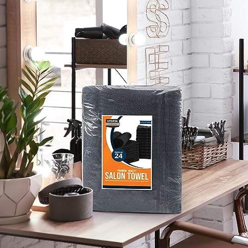 Utopia Towels Bleach Proof Salon Towels, Pack of 12, 16x27 in, Dark Grey - color: Dark Grey, size: 12 Pack