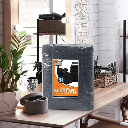Utopia Towels Bleach Proof Salon Towels, Pack of 24, 16x27 in, Dark Grey - color: Dark Grey, size: 24 Pack
