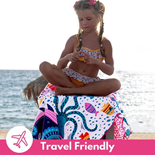 ECCOSOPHY Microfiber Kids Toddler Beach Towel, Quick Dry, Sand Free, 60x30 - color: Under the Sea