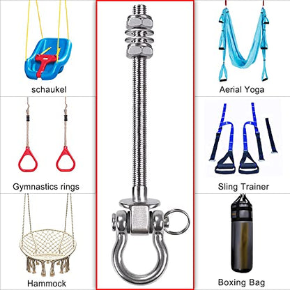 SELEWARE Heavy Duty Swing Hanger, 6 Pack Porch Swing Hardware - color: U (9 inch, 6 Pack Silver)