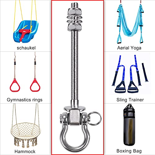 SELEWARE Heavy Duty Swing Hanger, 6 Pack Porch Swing Hardware - color: U (9 inch, 6 Pack Silver)