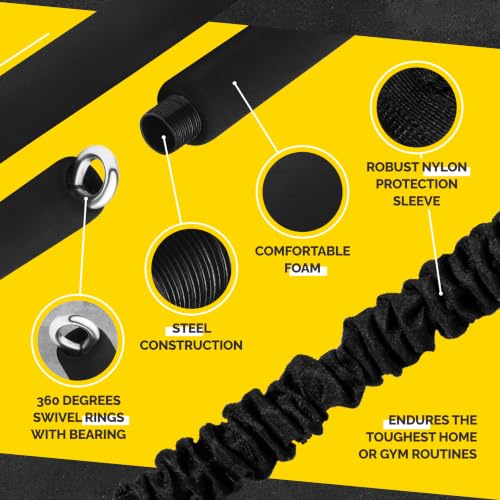 Tube Resistance Bands Set with Handles, Bar, Ankle Straps and Door Anchor - color: Yellow Black