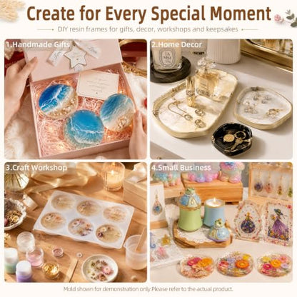 Extra Deep Coaster Resin Molds for 6 Cavity Round Thick Epoxy DIY Art Craft | 4 Inches Extra Thick Round Coaster Silicone Mold for Resin Epoxy, Flower Preservation, Easy Release, Beginner Friendly