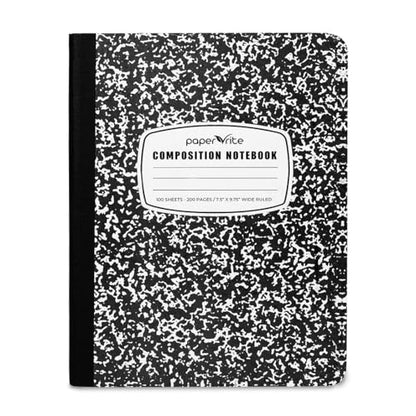 Paper Rite Wide Ruled Marble Composition Notebooks | Colorful Covers | 100 Sheets | For School Office Students | 9.75 x 7.5 in | Pack of 6