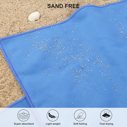 Rainleaf Microfiber Towel Quick Dry Camping & Travel & Gym Towel. Compact - color: Blue, size: 72.00" x 40.00"