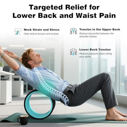 4 Pack Back Roller- Yoga Wheel for Back Pain Reliefn & Stretching, Back Wheel for Deep Tissue Massage, Back Stretcher for Physical Therapy & Exercise - color: Blue and Black