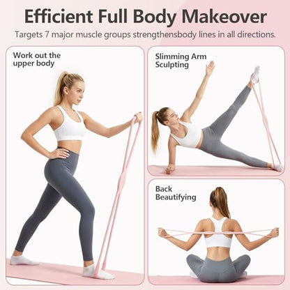 RYAOLELY Figure 8 Resistance Band, Exercise Band for Physical Therapy, Yoga Pilates Home Workout, Portable Fitness Band with Anti-Slip Grip - color: 15LB Pink