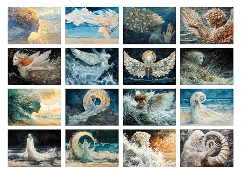 Decoupage Paper Pack (35 Sheets 6"x8") Ocean Spirits and Angels ~ Ethereal Women, Spirits, and Angels Emerging from Waves, Shells, and Seafoam in Dreamy, Romantic Fantasy Oceanic Paintings - color: Eleven