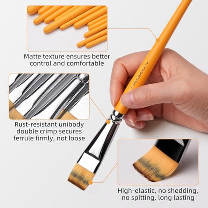 Face Painting Brushes, Fuumuui 13pcs Professional Synthetic Brushes for Face & Body Painting with Halloween, Cosplay, Costume & Theater - Acrylic Watercolor Oil Gouache