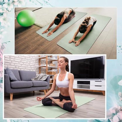 Timgle 12 Pack Yoga Mat Bulk, 4mm Thick Extra Long Sports Mat Anti Slip Tear Resistant Yoga Exercise Set for Fitness Stretching Home Workout Gym and Studio - color: Gray Green