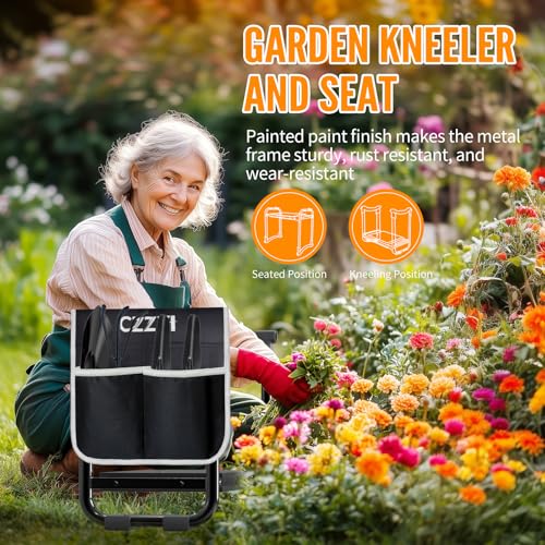CZZXI Garden Kneeler and Seat, Wider and Thicker Kneeling Pad - color: Black & Gray