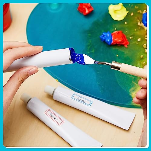 Qeeenar 24 Pcs Empty Aluminum Paint Tubes 20 ml Paint Tubes for Making Paint and Store Remaining Paint Acrylic Oils Watercolor Gouaches, with 2 Sheets Self Adhesive Label