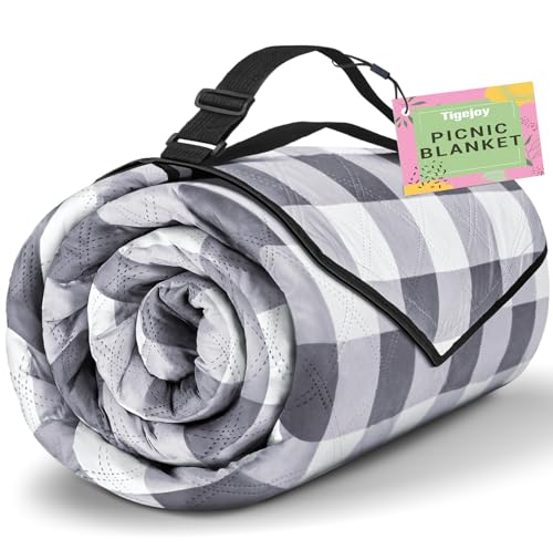 TigeJoy Extra Large Picnic Blanket Waterproof Beach Blanket 80''x100'' - color: Grey, size: 8'4" x 6'8" (Rectangular)