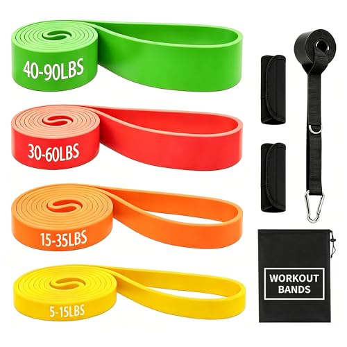 Resistance Bands for Working Out, 5-125LBS Pull Up Assist Bands Set - color: Green and Others With handle