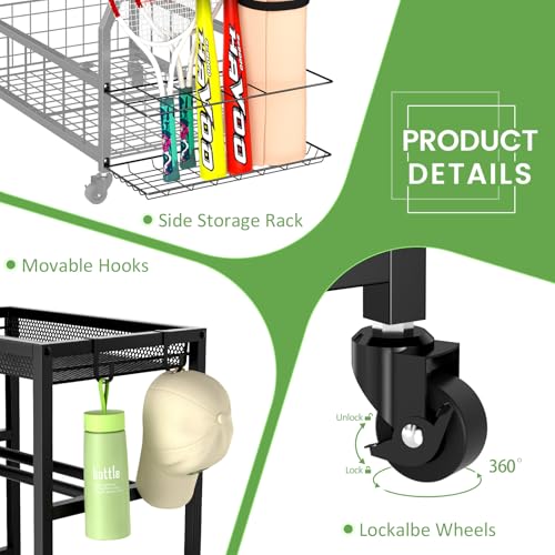 Home Gym Storage Rack, Dumbbell Rack with Yoga Mat Storage, Weight Rack Stand with Lockable Wheels and Hooks, Home Workout Equipment Organizer for Yoga, Dumbbell, Kettlebells, Ball Storage - size: Small